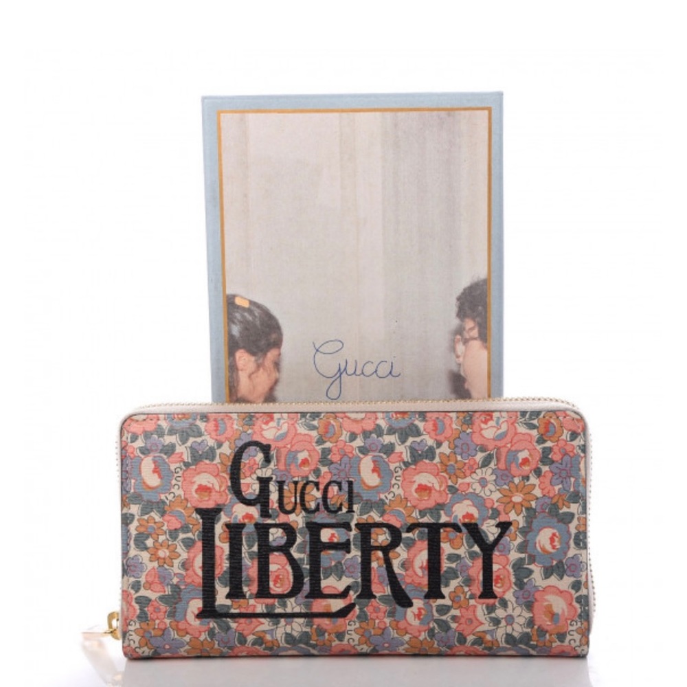 NWT limited edition GUCCI Calfskin Liberty Floral Zip Around Wallet Multicolor